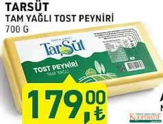 TARIM KREDİ TARSÜT TAM YAĞLI TOST PEYNİRİ 700 G fiyat ve kampanya bilgisi